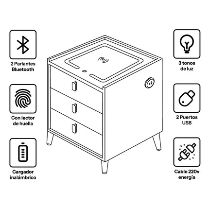 Mesa de Noche Smart 900-2 / Blanco