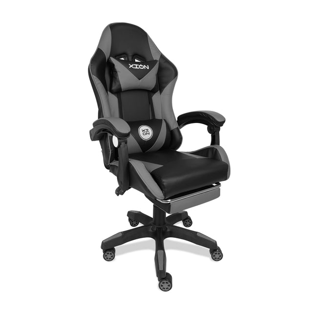 Silla Gamer Ergonómica 919B  XION 135° con Masajeador Lumbar & Posapies Gris