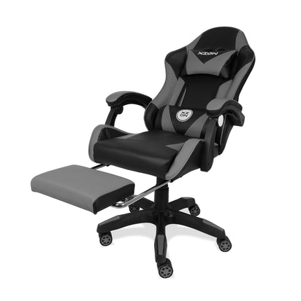 Silla Gamer Ergonómica 919B  XION 135° con Masajeador Lumbar & Posapies Gris