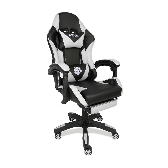 Silla Gamer Ergonómica 919B  XION 135° con Masajeador Lumbar & Posapies Blanco