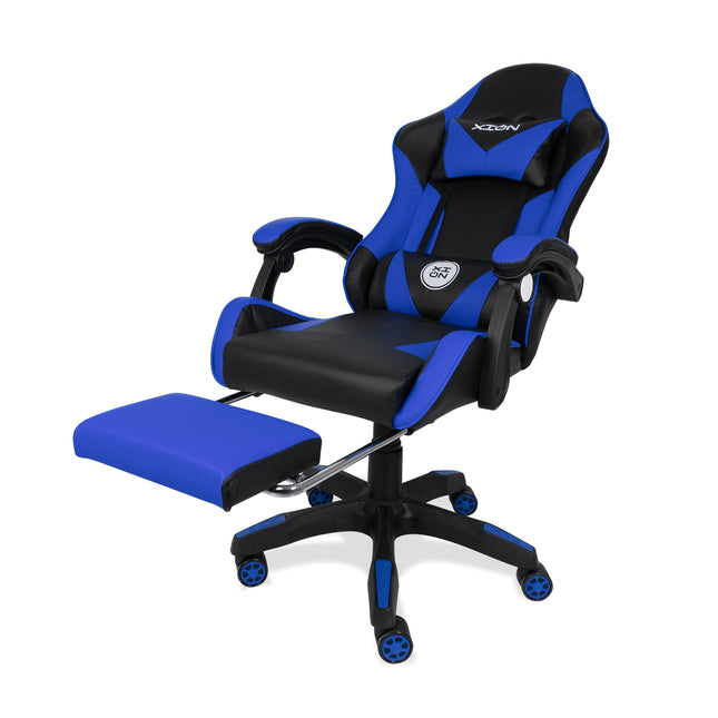 Silla Gamer Ergonómica 919B XION 135° con Masajeador Lumbar & Posapies Azul