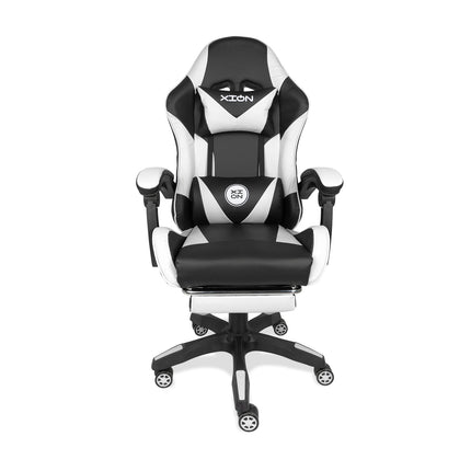 Silla Gamer Ergonómica 919B  XION 135° con Masajeador Lumbar & Posapies Blanco