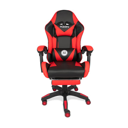 Silla Gamer Ergonómica 919B  XION 135° con Masajeador Lumbar & Posapies Rojo