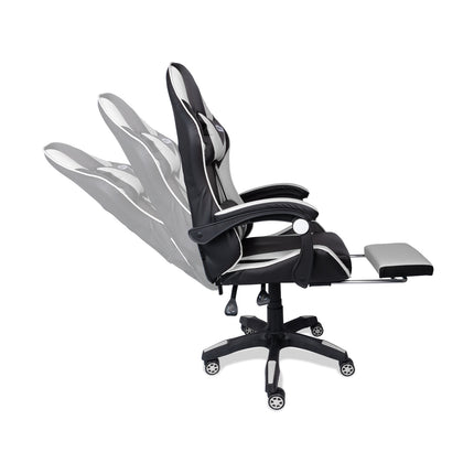 Silla Gamer Ergonómica 919B  XION 135° con Masajeador Lumbar & Posapies Blanco