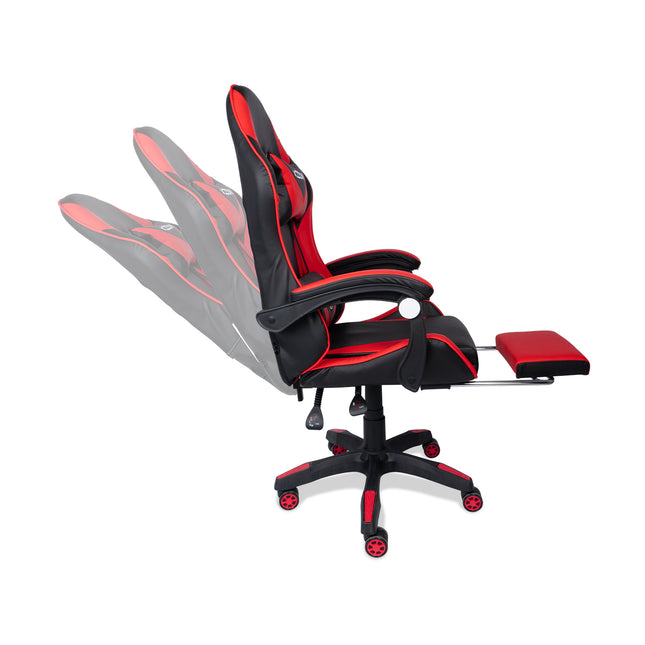 Silla Gamer Ergonómica 919B  XION 135° con Masajeador Lumbar & Posapies Rojo
